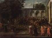 Jean-Baptiste Van Mour Der Gesandte Cornelis Calkoen begibt sich zur Audienz beim Sultan Ahmed III. USA oil painting artist
